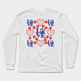 Dog Lover USA Flag Colors Long Sleeve T-Shirt